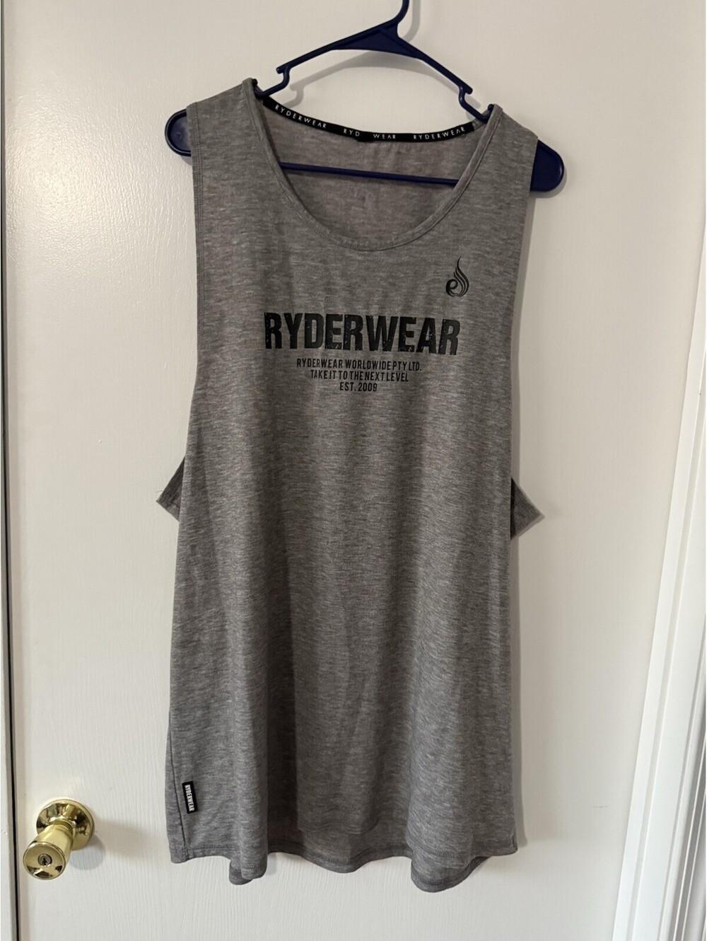 Ryderwear Men’s 3XL Gray Muscle Tank Top Gym Fitness Sleeveless Logo Shirt